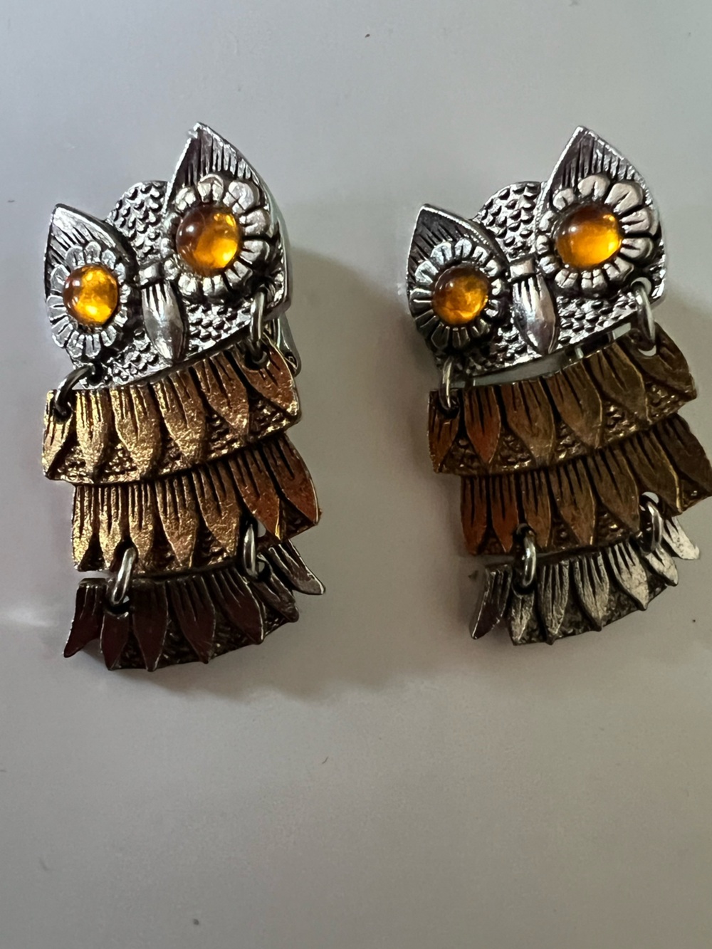 Vintage signed Parker Lane owl earrings